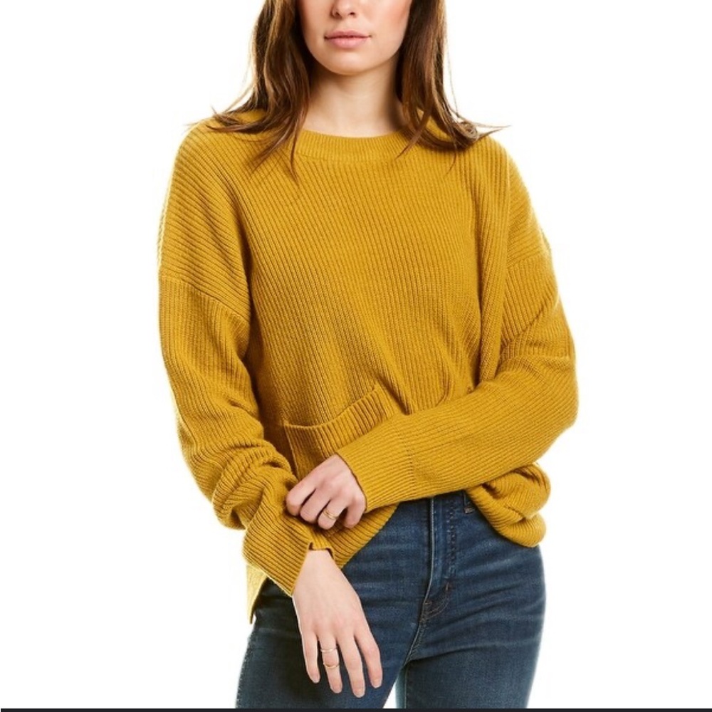 Madewell S Patch Pocket Pullover Sweater Mustard